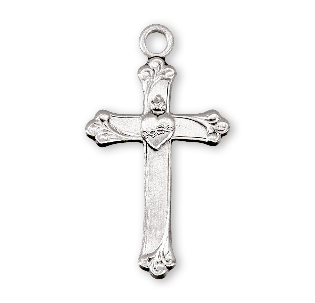 Sacred Heart Sterling Silver Cross Necklace | .925 Silver