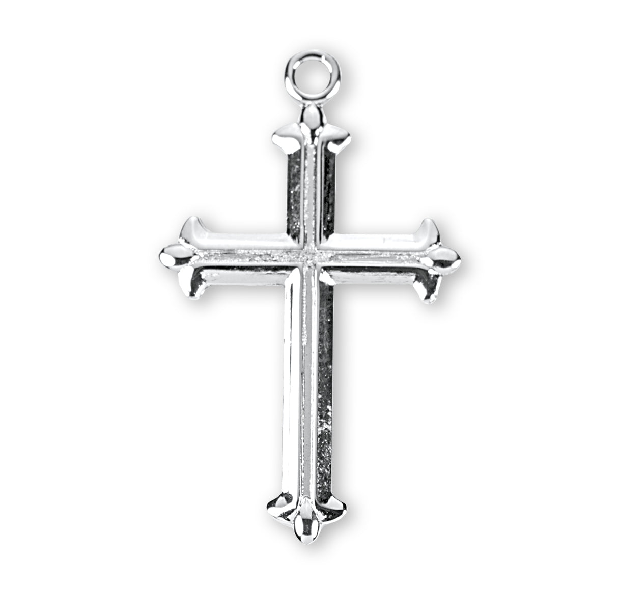 Fleur De Lis Tipped Sterling Silver Cross Necklace | .925 Silver