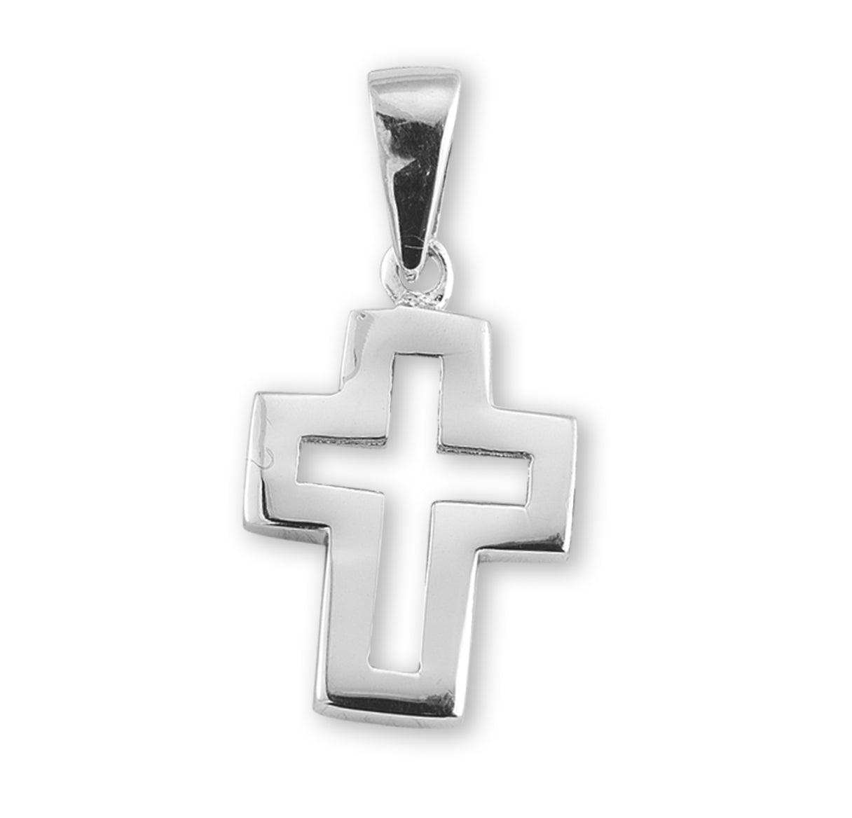 Sterling Silver Cut Out Cross Necklace | .925 Silver