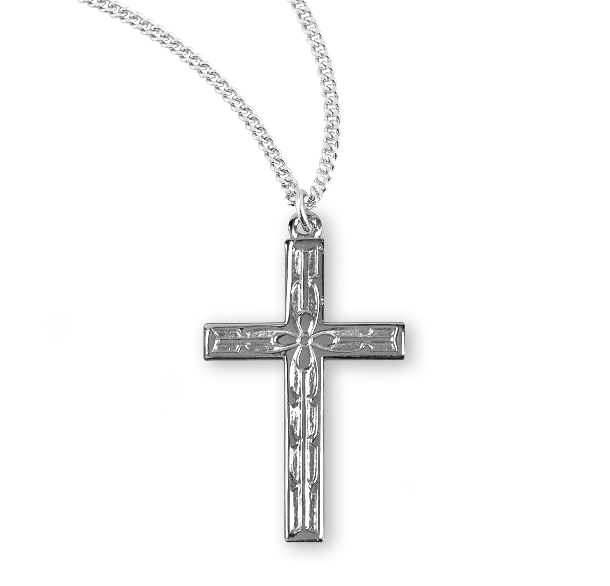 Sterling Silver Scrollwork Design Cross Necklace | .925 Silver