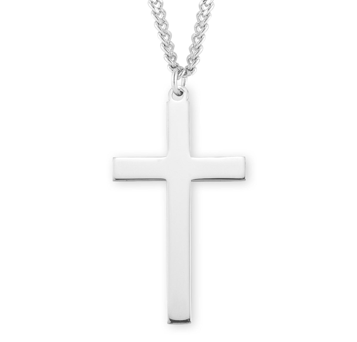 Sterling Silver High Polished Latin Style Cross Necklace | .925 Silver