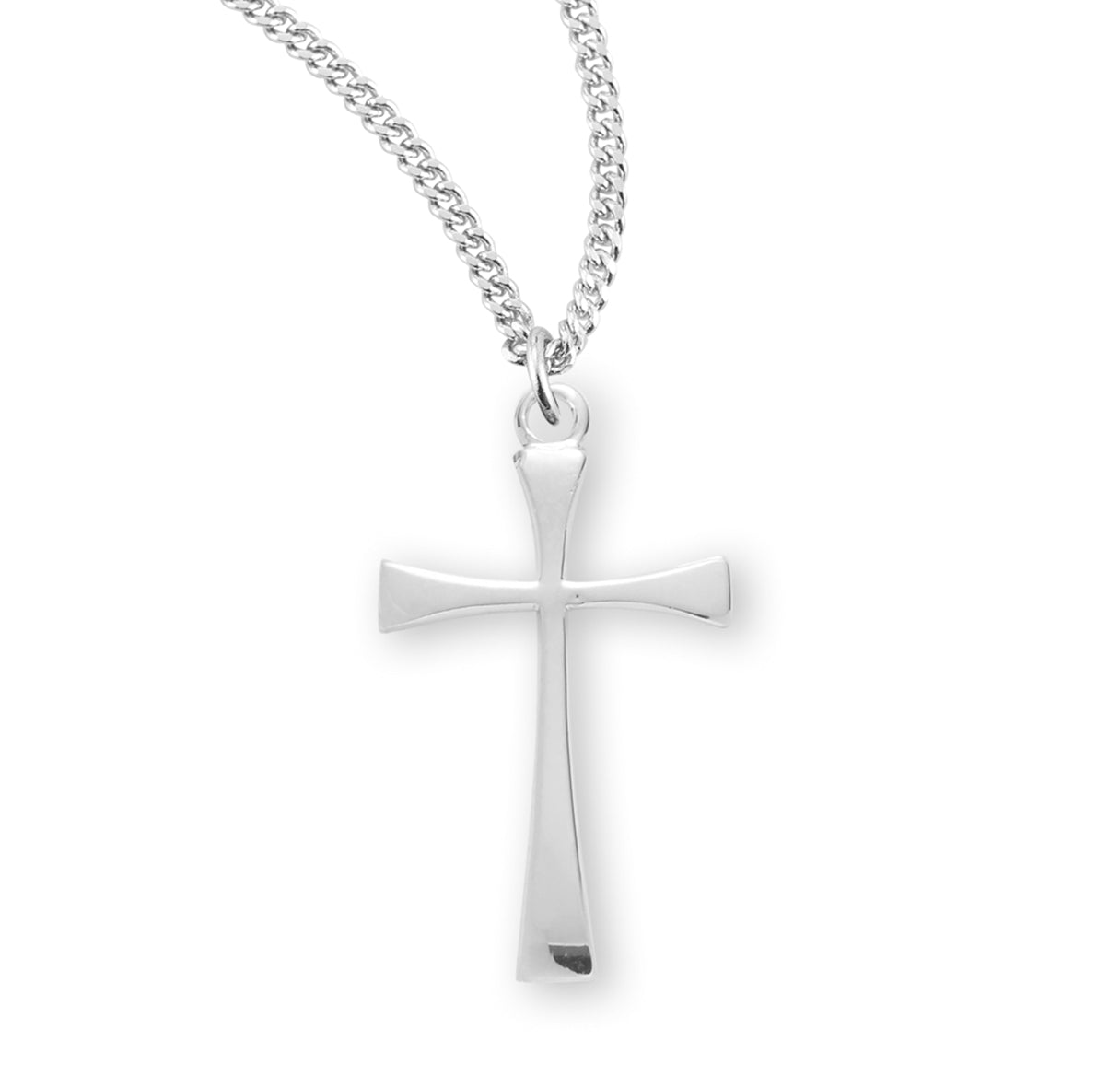 Sterling Silver Tapered End Cross Necklace | .925 Silver