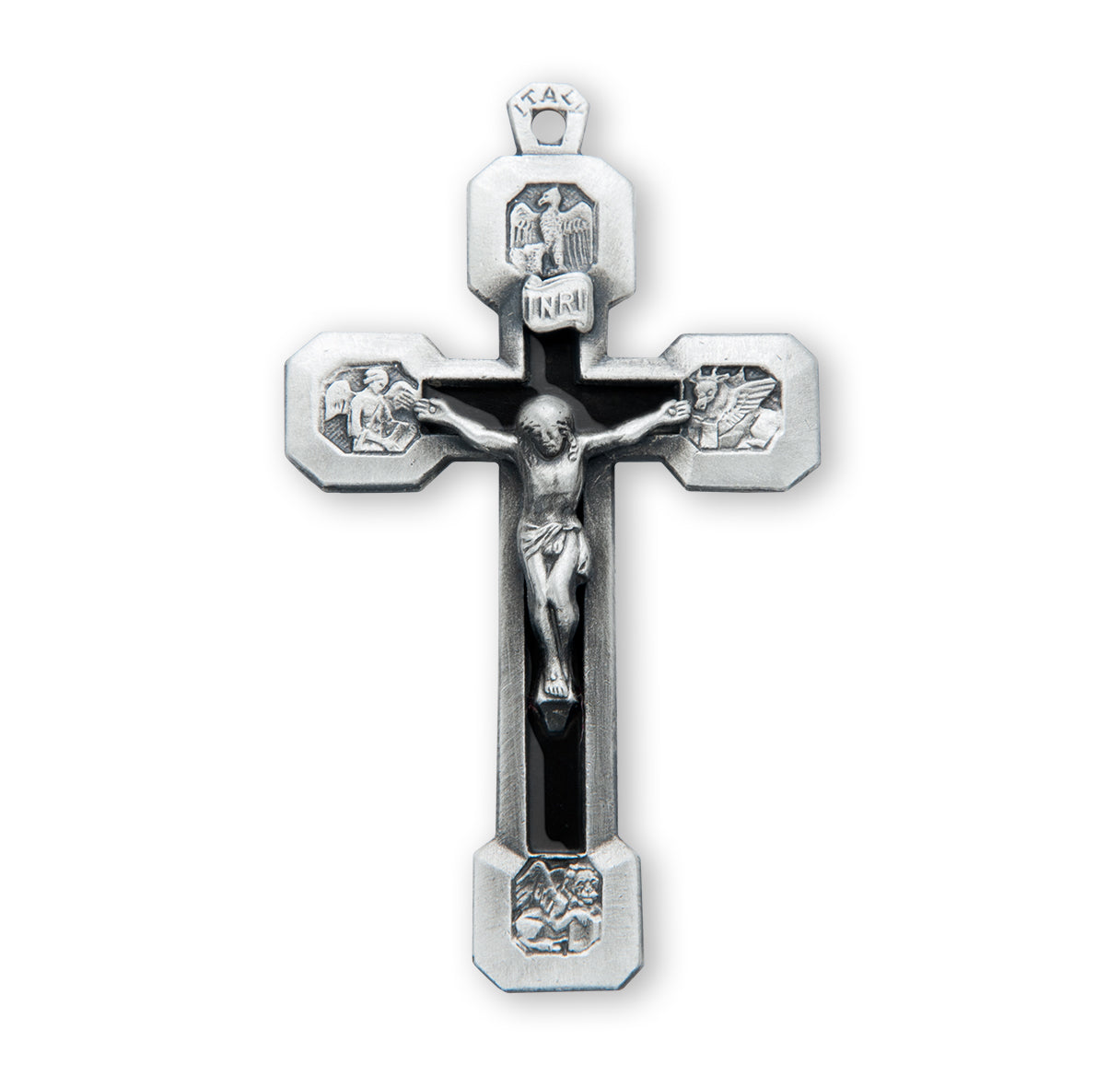 Four Evangelists Sterling Silver Crucifix Necklace | .925 Silver