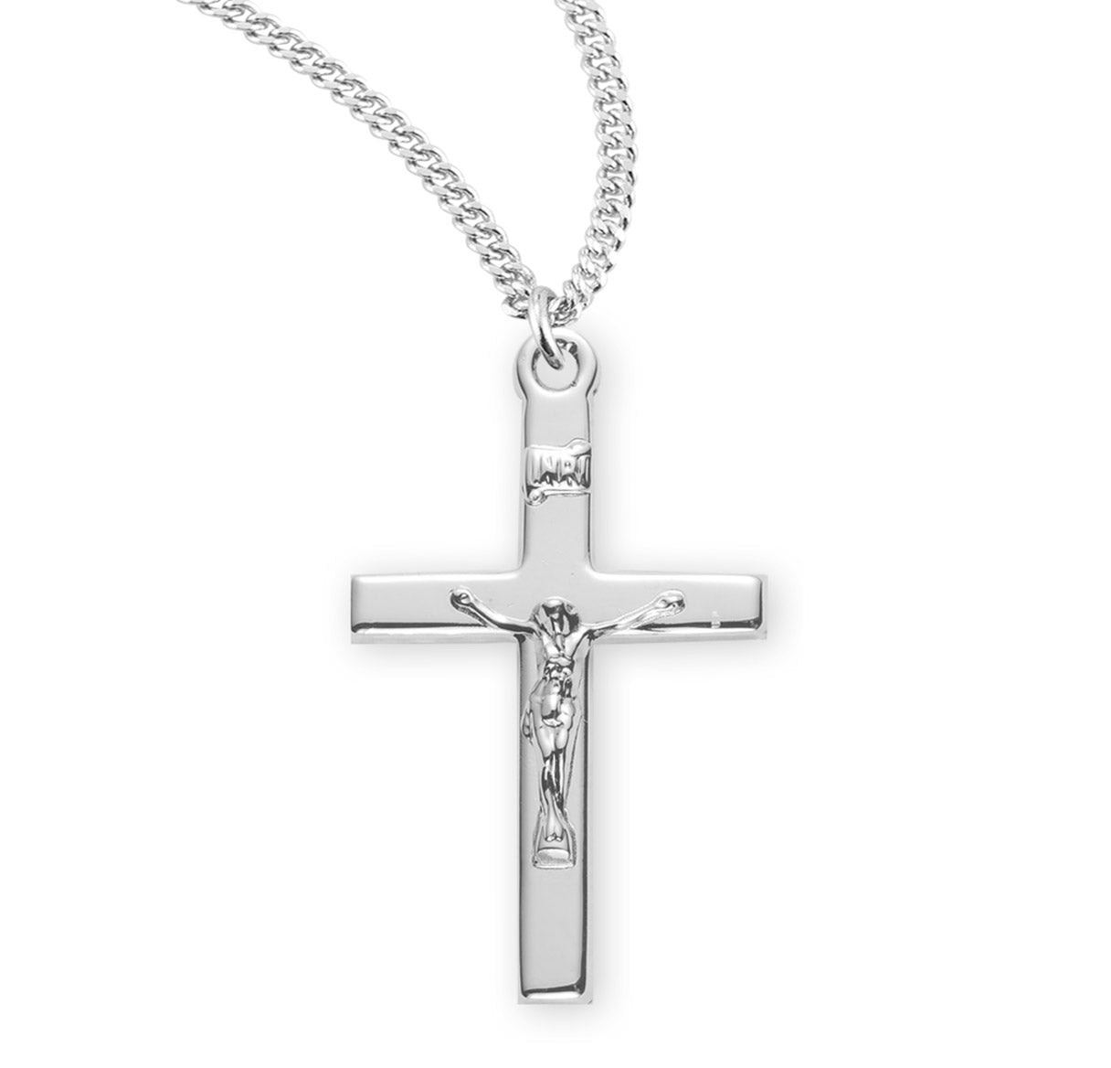 Sterling Silver High Polished Basic Crucifix Necklace | .925 Silver
