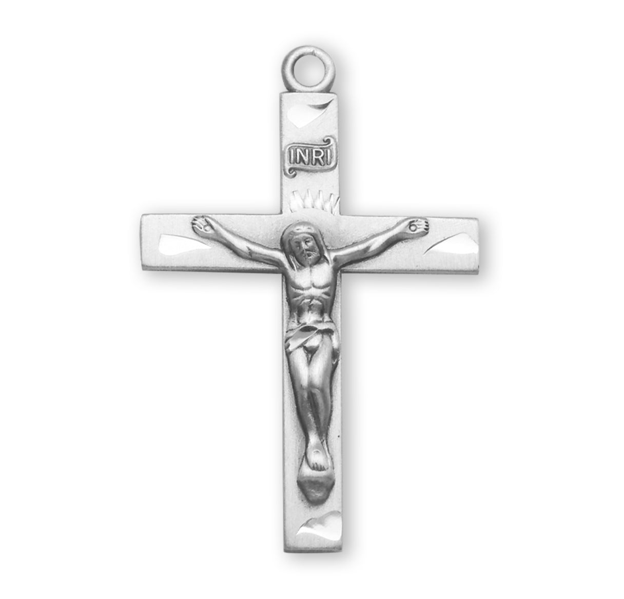 Basic Engraved Sterling Silver Crucifix Necklace | .925 Silver