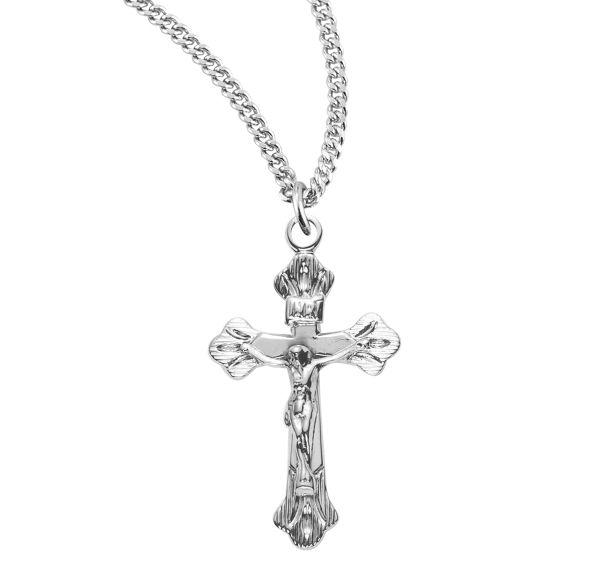 Flare tipped Sterling Silver Crucifix Necklace | .925 Silver