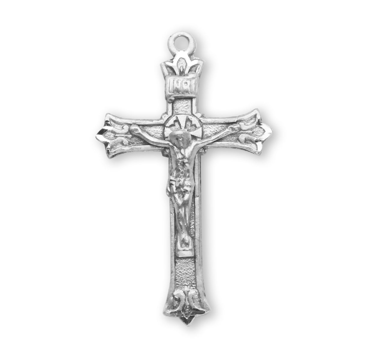 Triple Flare Tip Sterling Silver Crucifix Necklace | .925 Silver