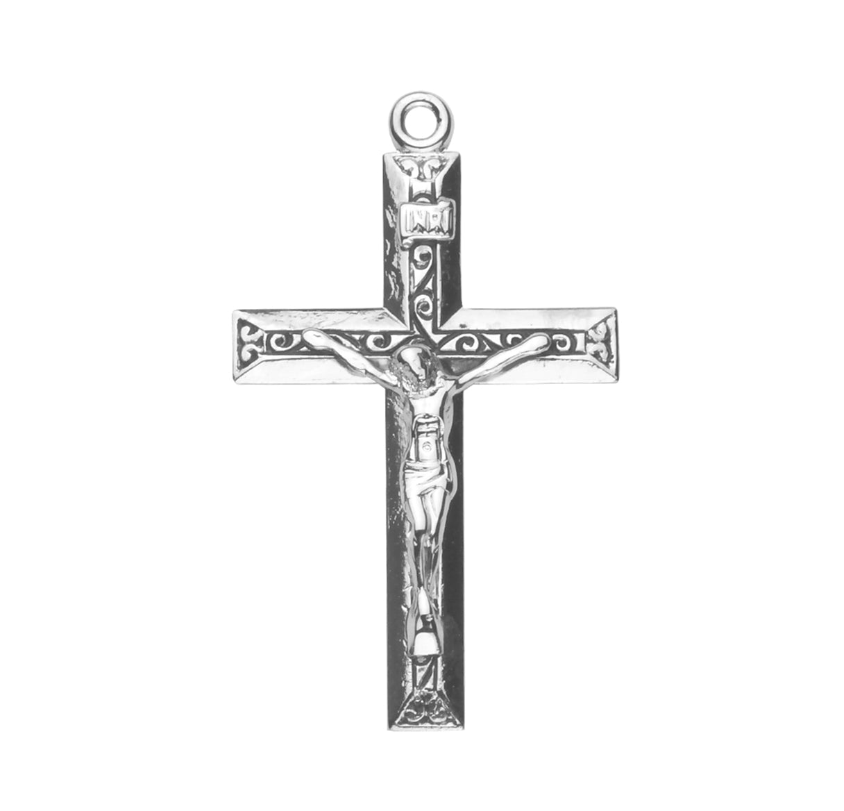 Sterling Silver High Polished Crucifix Necklace | .925 Silver