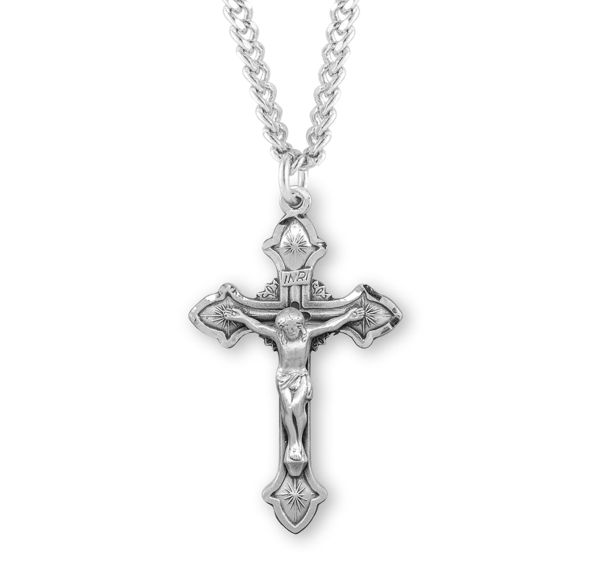 Flared Sterling Silver Crucifix Necklace | .925 Silver