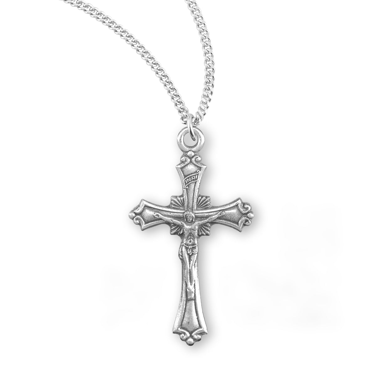 Flared Sterling Silver Crucifix Necklace | .925 Silver