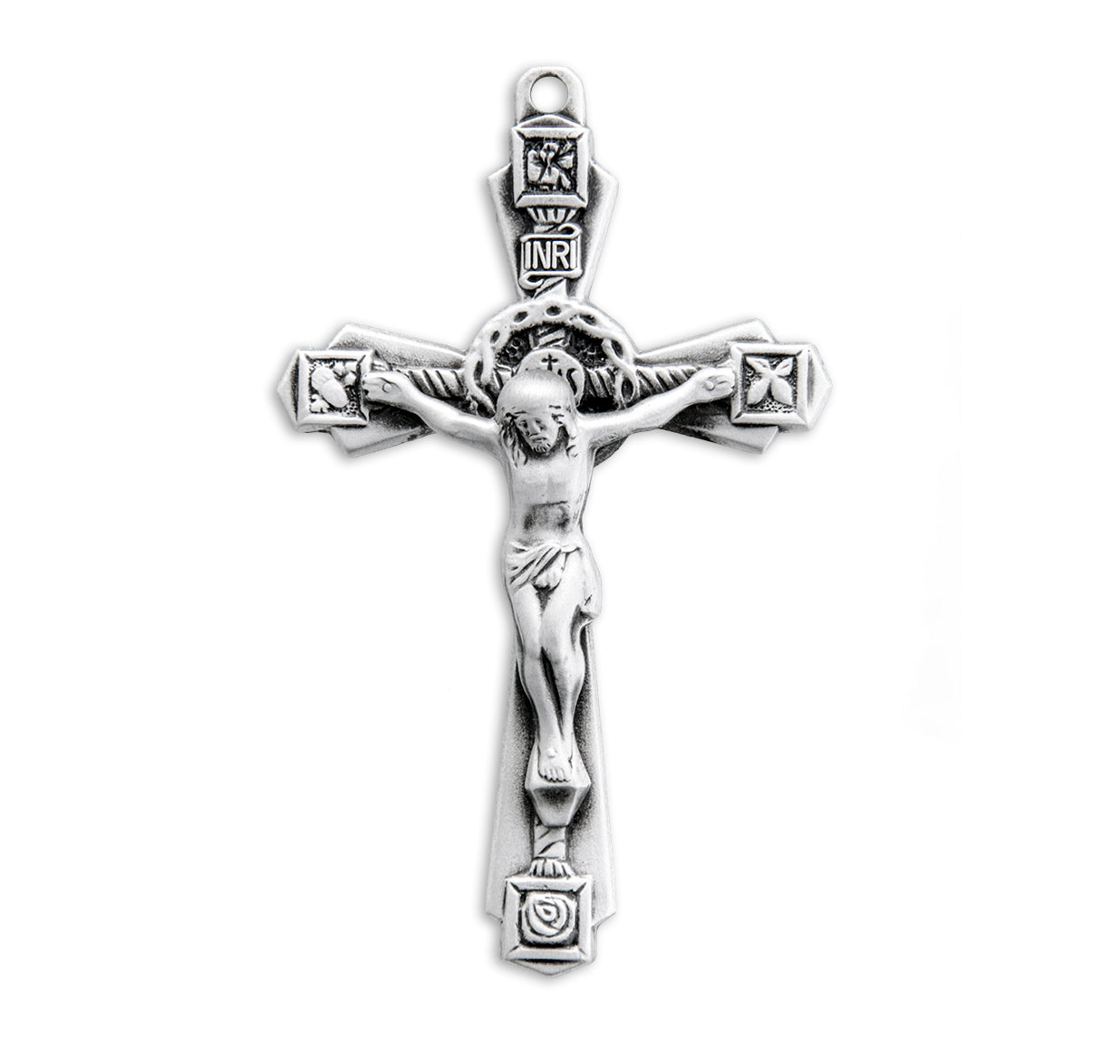 Floral design Sterling Silver Crucifix Necklace | .925 Silver