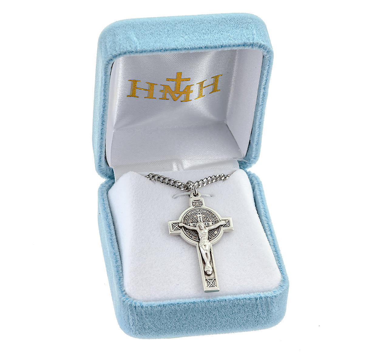 Saint Benedict Jubilee Sterling Silver Medal/Crucifix Necklace | .925 Silver