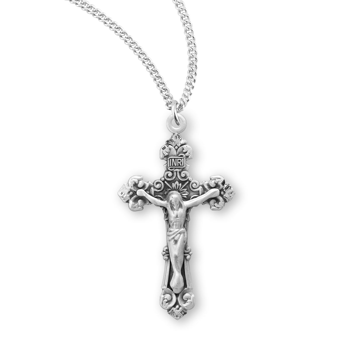 Sterling Silver Fancy Filigree Crucifix Necklace | .925 Silver