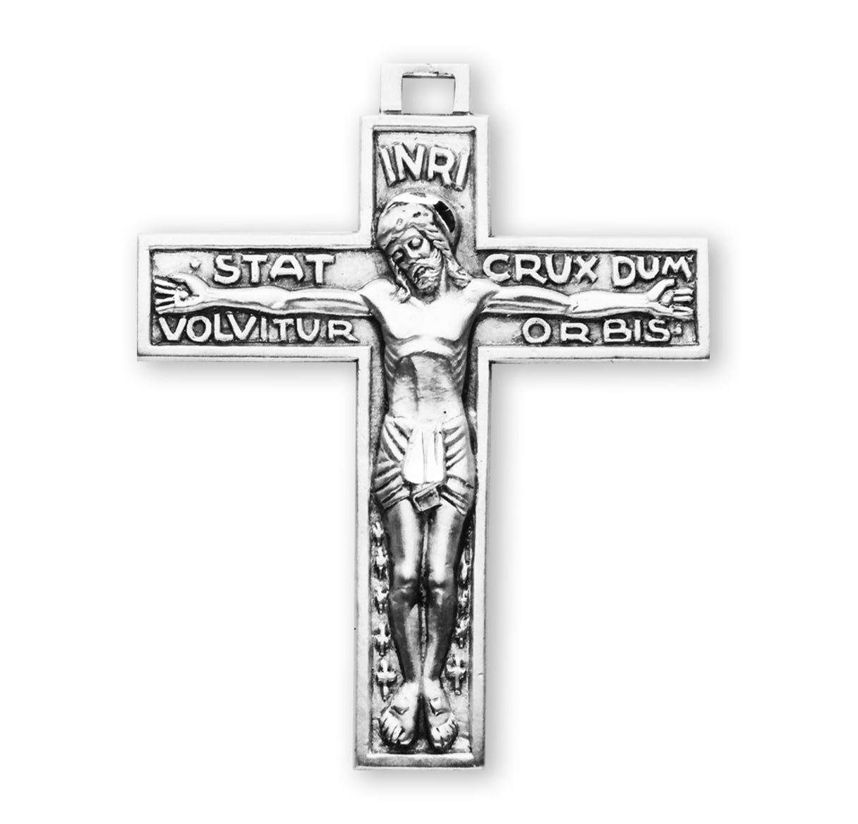 Stat Crux Dum Volvitur Orbis Sterling Silver Crucifix Necklace | .925 Silver