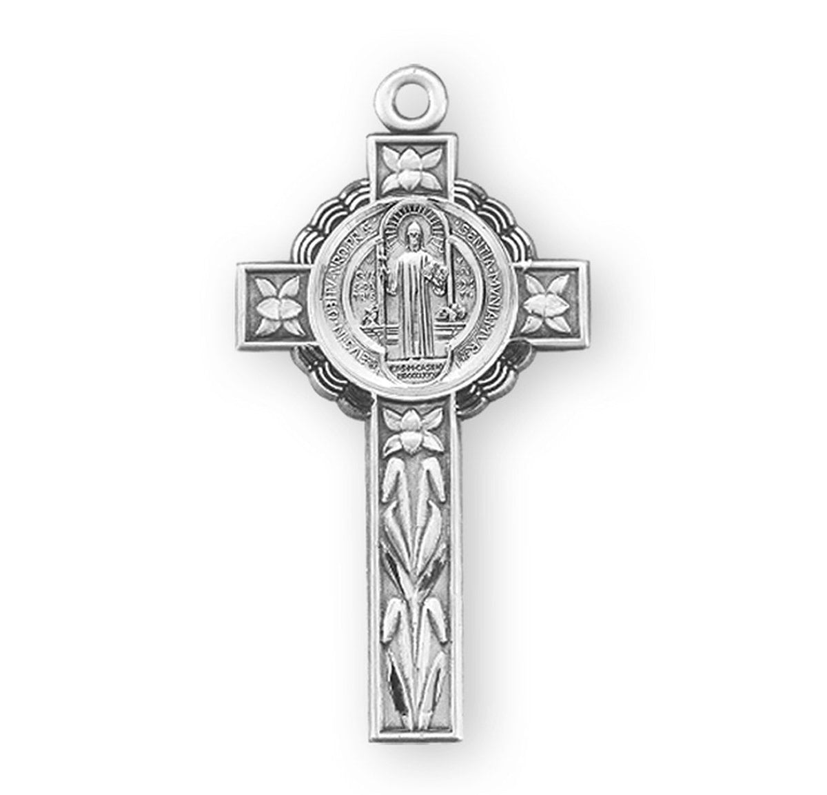 Saint Benedict Jubilee Sterling Silver Medal/Crucifix Necklace | .925 Silver
