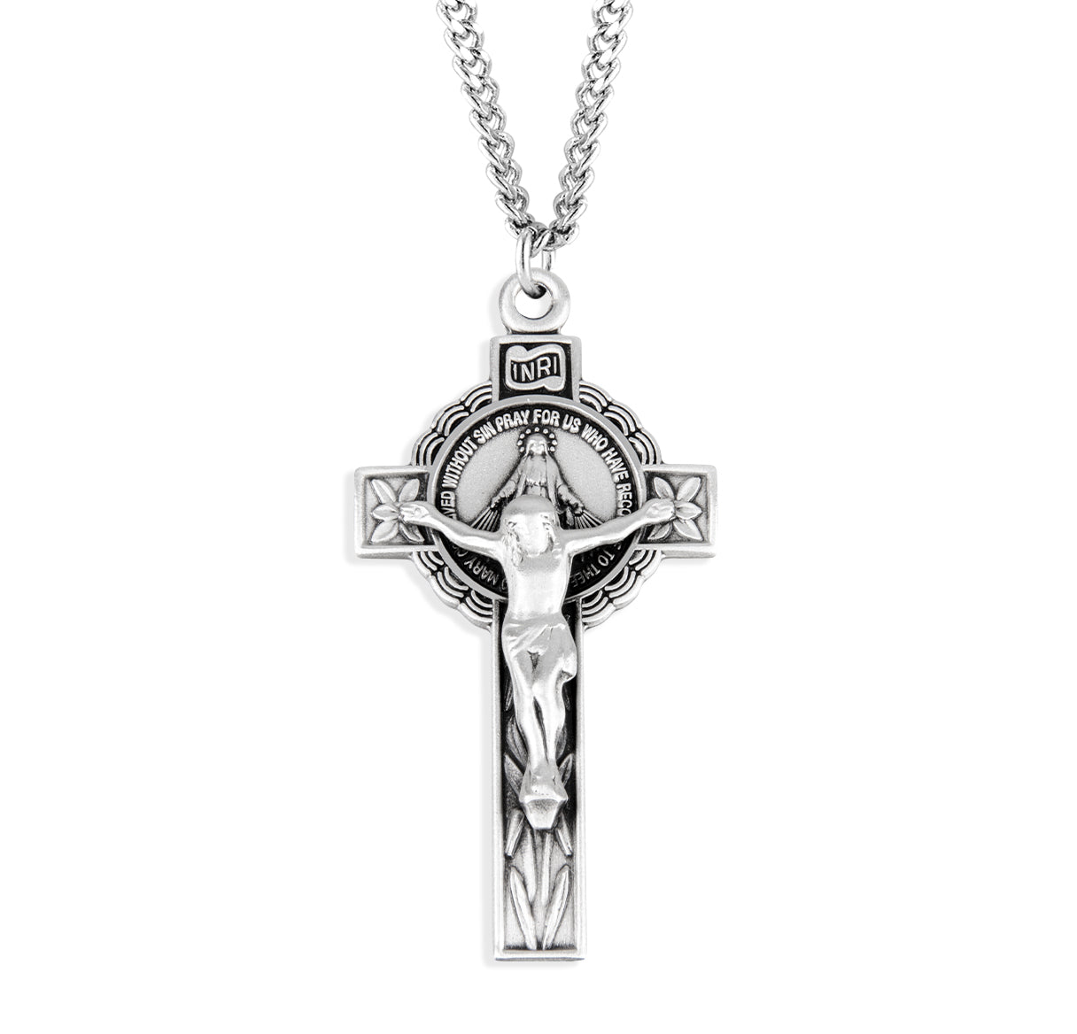 Miraculous Sterling Silver Medal/Crucifix Necklace | .925 Silver