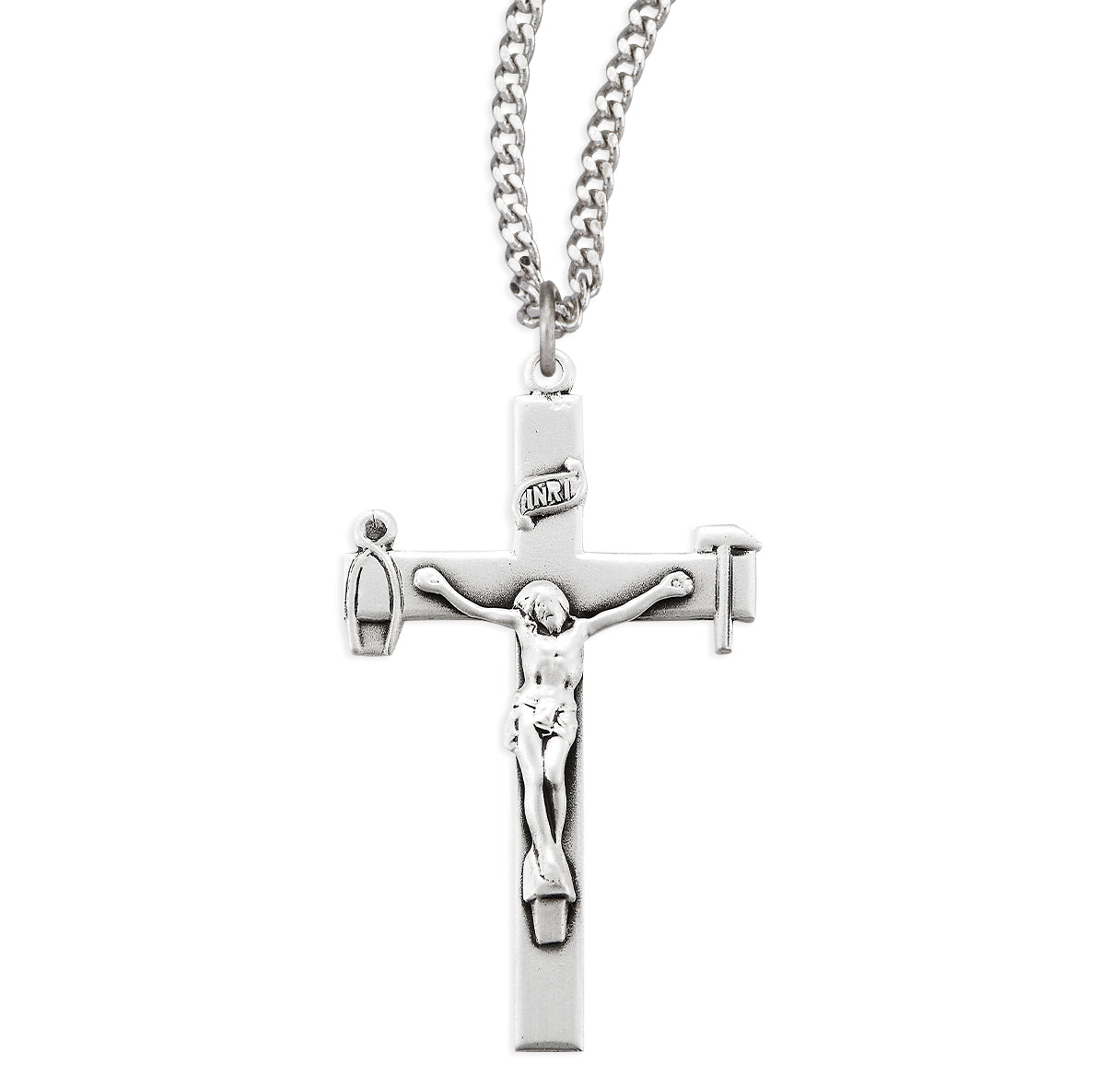 Sterling Silver LaSalette Crucifix with Hammer Princer Necklace | .925 Silver