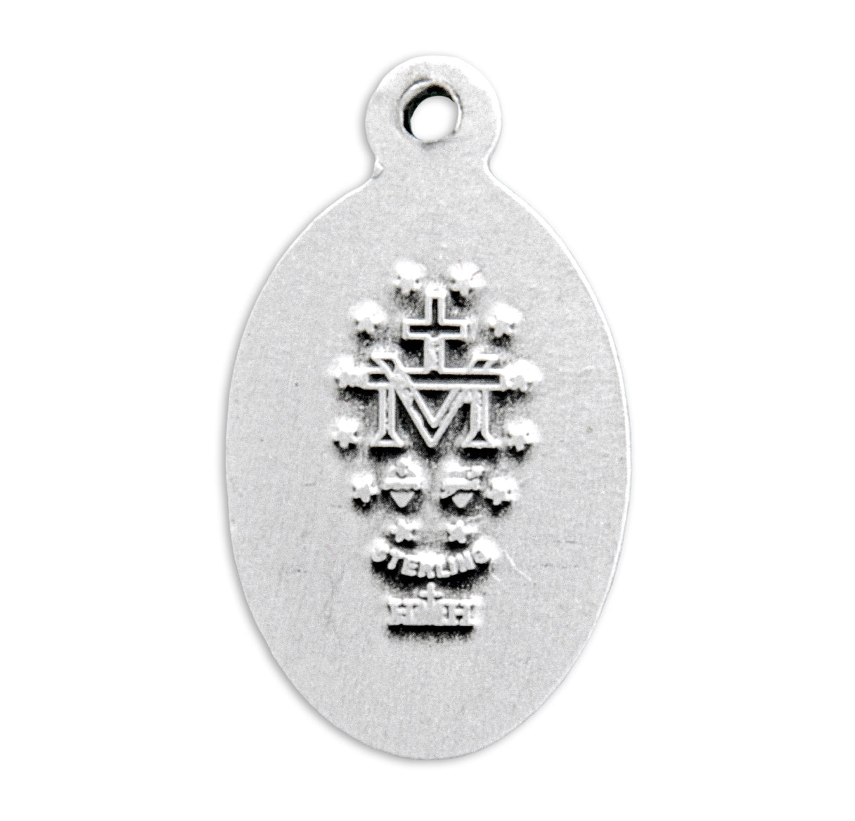 Sterling Silver Scalloped Oval Miraculous Medal Pendant with Chain | .925 Silver
