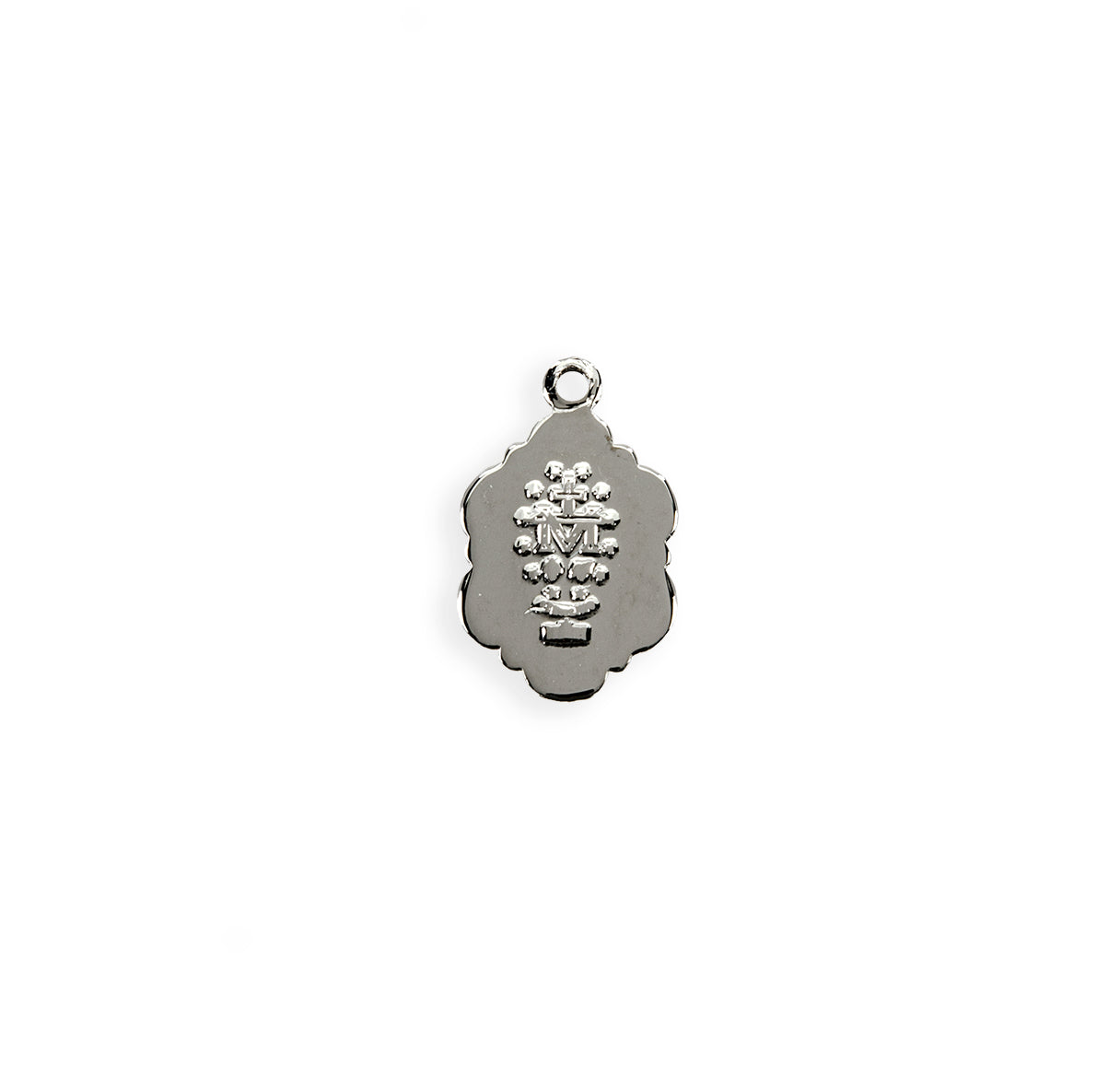 Sterling Silver Blue Enameled Oval Fancy Edge Miraculous Medal Pendant with Chain | .925 Silver