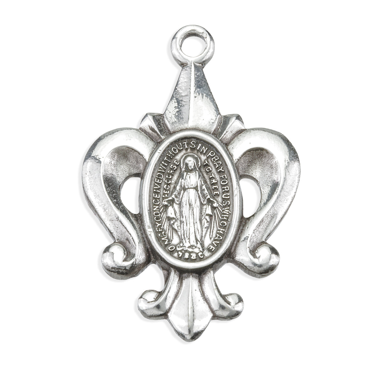 Sterling Silver Miraculous Medal Pendant with Chain | .925 Silver