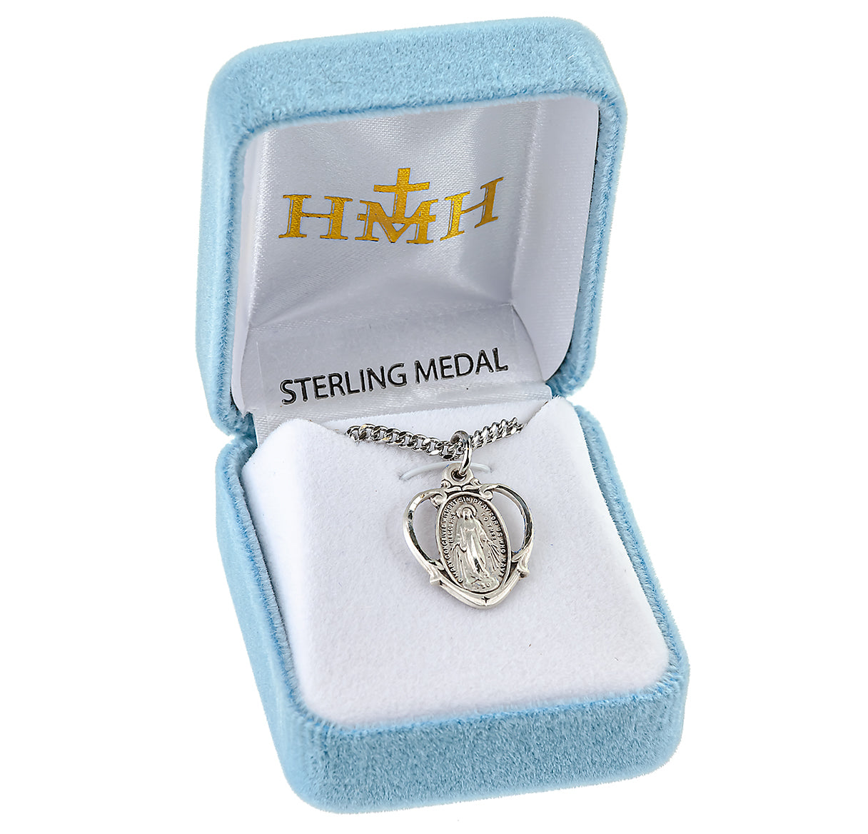 Sterling Silver Miraculous Medal Pendant with Chain | .925 Silver