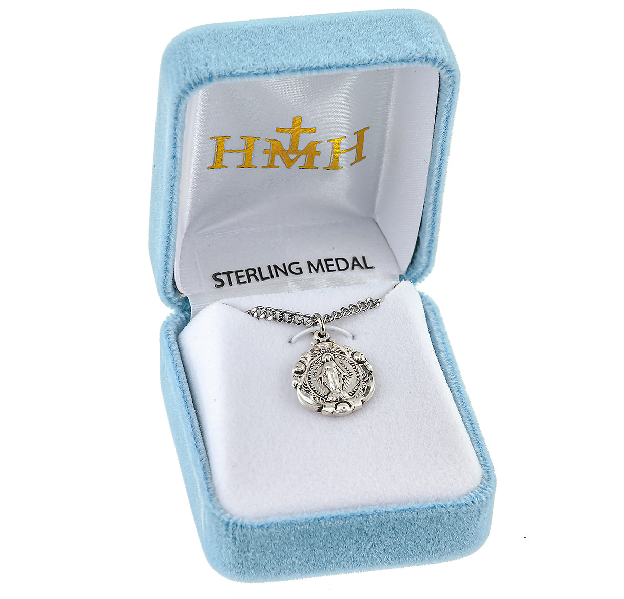 Sterling Silver Miraculous Medal Pendant with Chain | .925 Silver