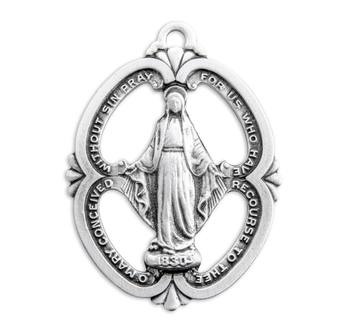 Sterling Silver Miraculous Medal Pendant with Chain | .925 Silver