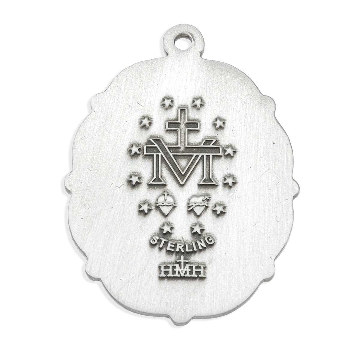 Sterling Silver Oval Miraculous Medal Pendant with Chain | .925 Silver