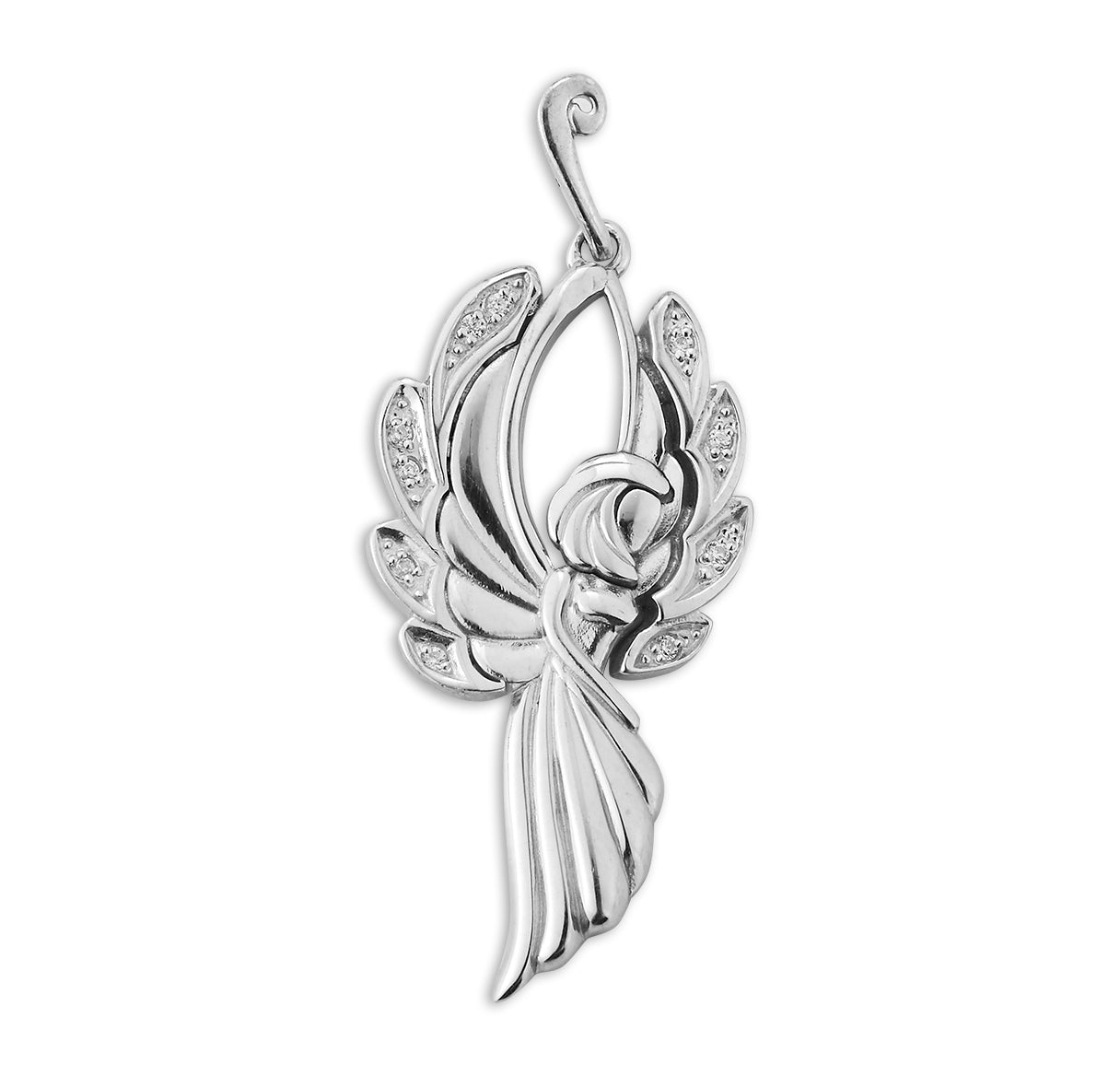 Sterling Silver Angel Pendant with CZ Wings | .925 Silver