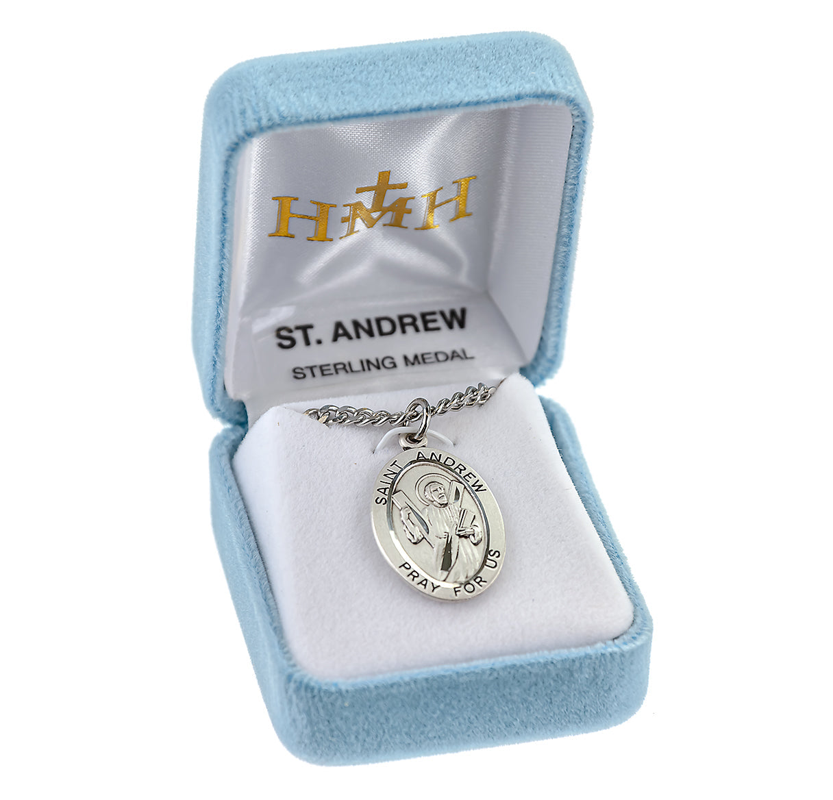 Patron Saint Andrew Oval Sterling Silver Medal Pendant with Chain | .925 Silver