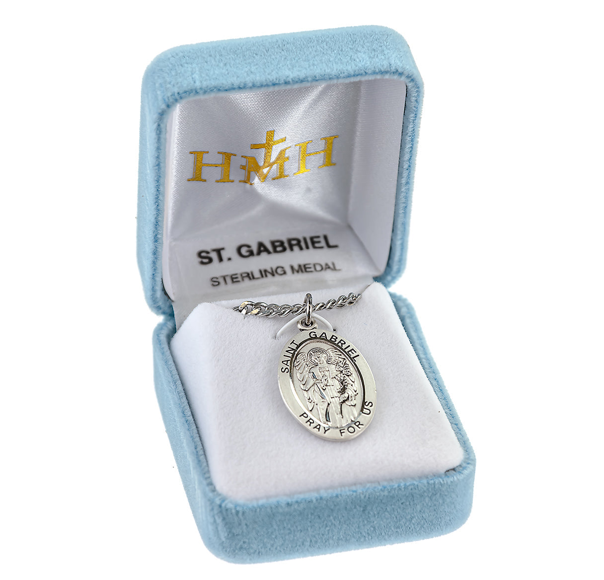 Patron Saint Gabriel Oval Sterling Silver Medal Pendant with Chain | .925 Silver