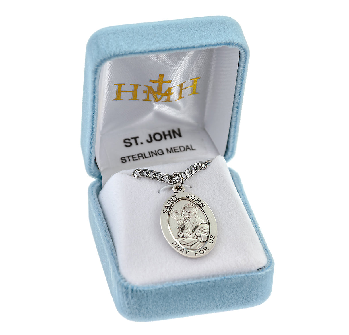 Patron Saint John the Evangelist Oval Sterling Silver Medal Pendant with Chain | .925 Silver