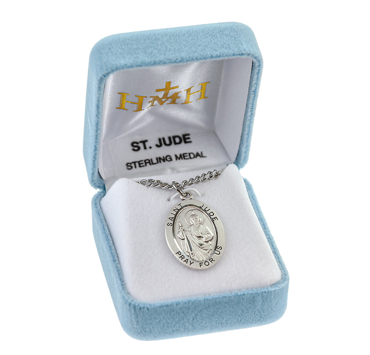 Patron Saint Jude Oval Sterling Silver Medal Pendant with Chain | .925 Silver