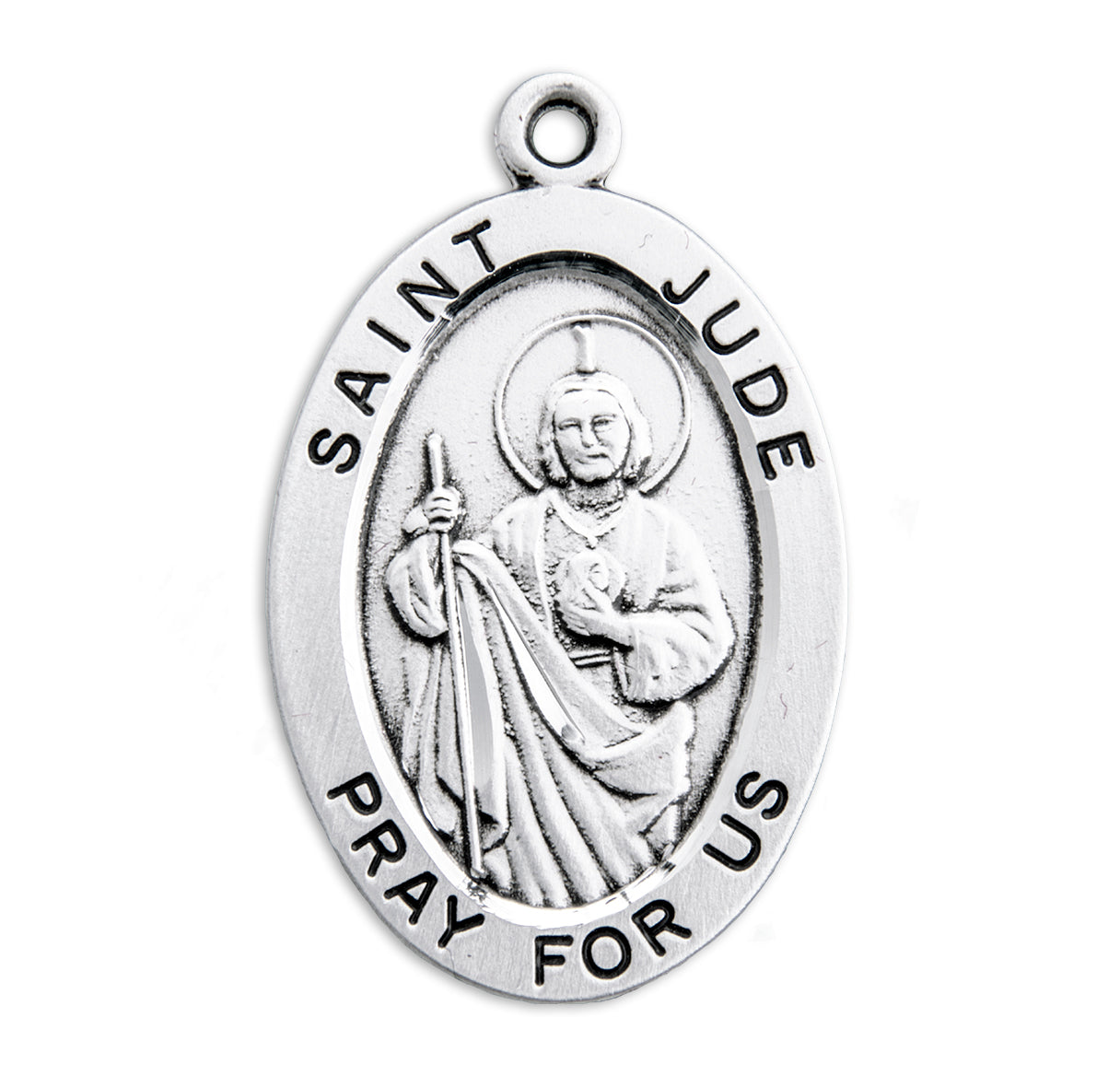 Patron Saint Jude Oval Sterling Silver Medal Pendant with Chain | .925 Silver