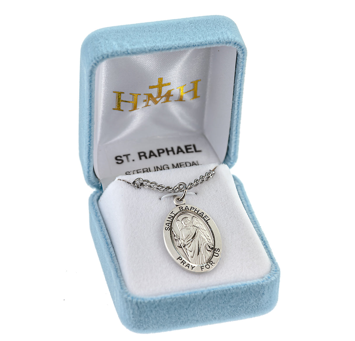 Patron Saint Raphael Archangel Oval Sterling Silver Medal Pendant with Chain | .925 Silver