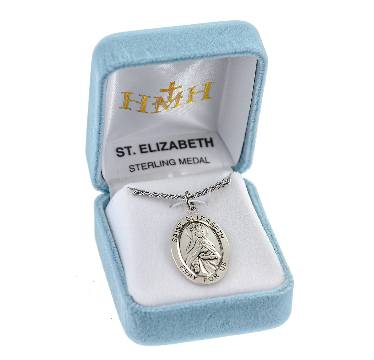 Patron Saint Elizabeth Oval Sterling Silver Medal Pendant with Chain | .925 Silver
