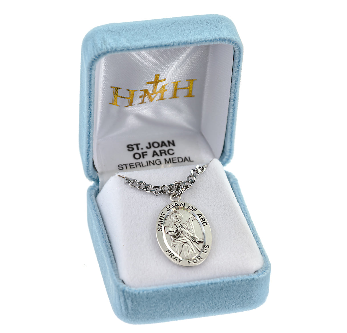 Patron Saint Joan of Arc Oval Sterling Silver Medal Pendant with Chain | .925 Silver