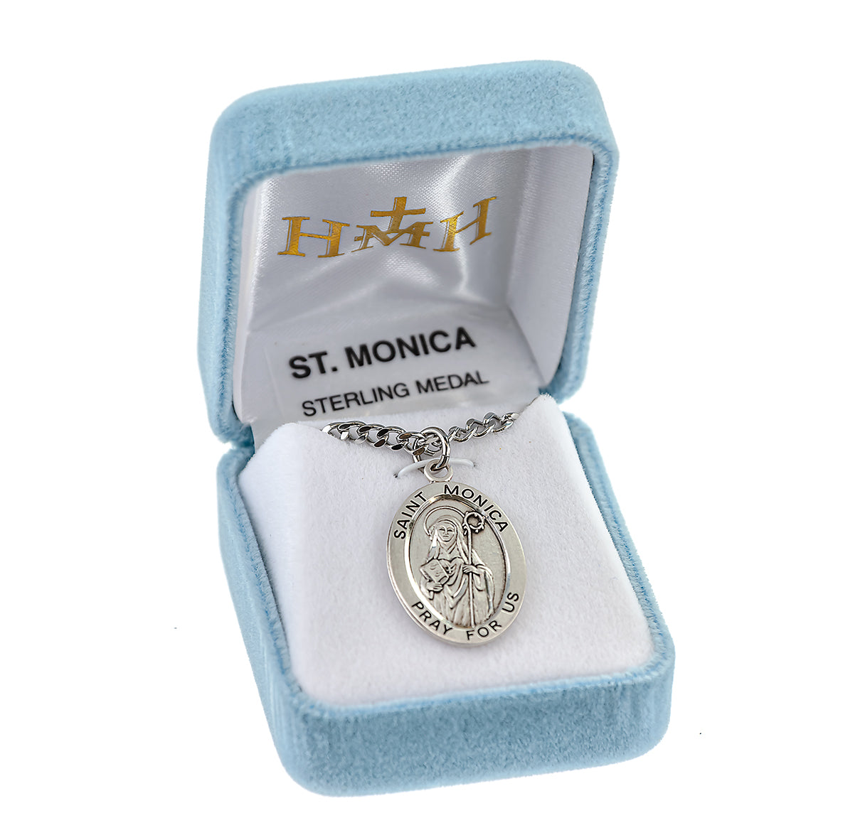 Patron Saint Monica Oval Sterling Silver Medal Pendant with Chain | .925 Silver