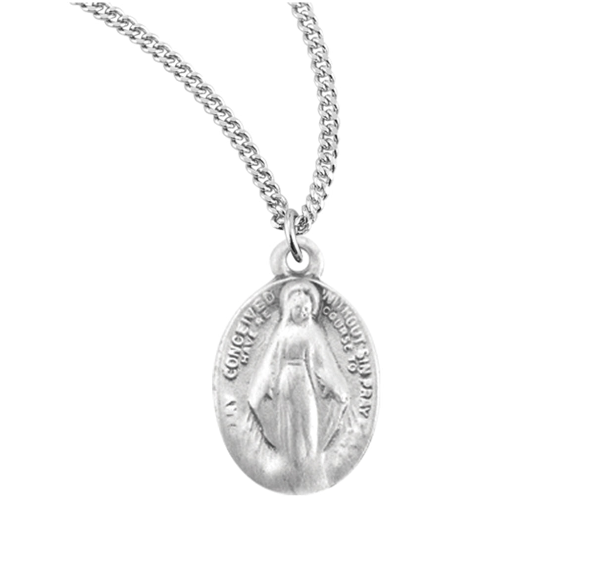 Sterling Silver Baby Miraculous Medal Pendant with Chain | .925 Silver