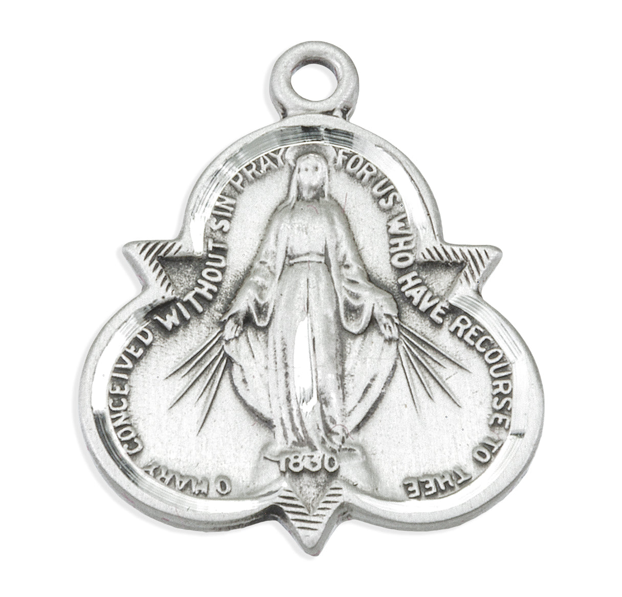 Sterling Silver Miraculous Medal Pendant with Chain | .925 Silver