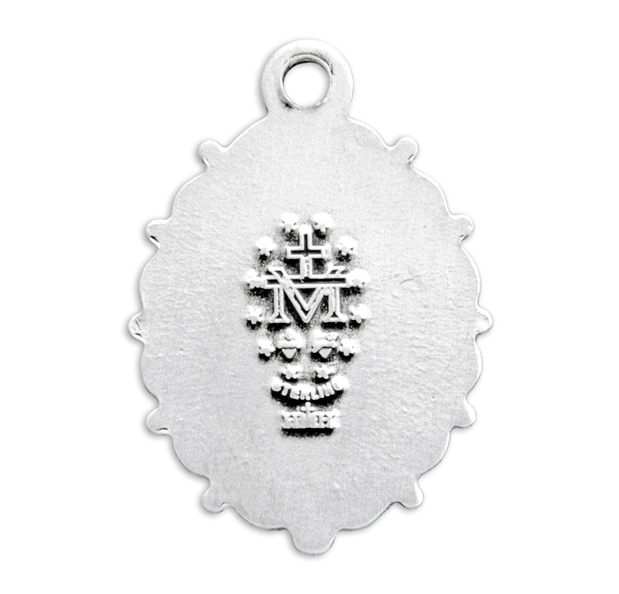 Sterling Silver Oval Miraculous Medal Pendant with Chain | .925 Silver