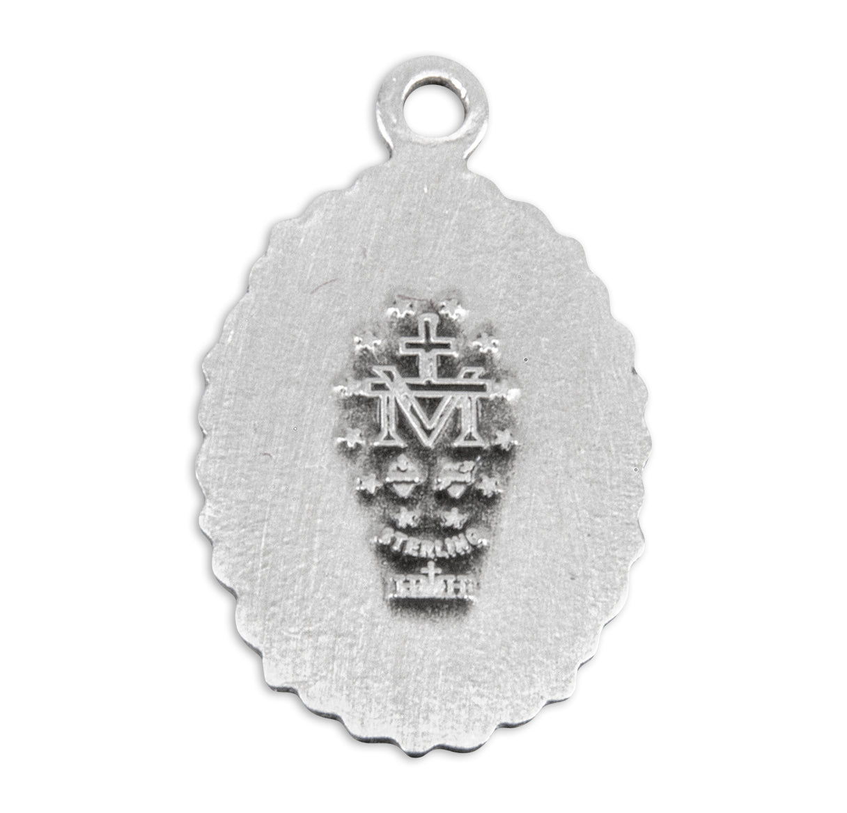Sterling Silver Oval Miraculous Medal Pendant with Chain | .925 Silver