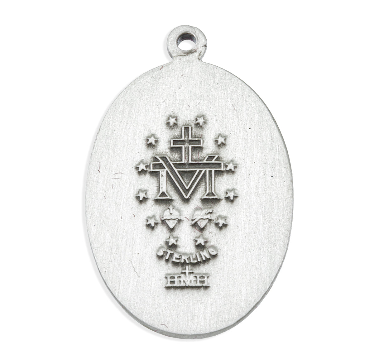 Sterling Silver Oval Miraculous Medal Pendant with Chain | .925 Silver