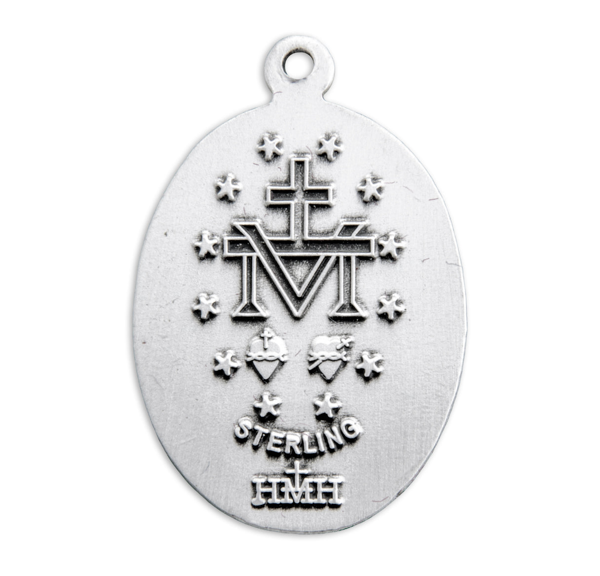Sterling Silver Oval Miraculous Medal Pendant with Chain | .925 Silver