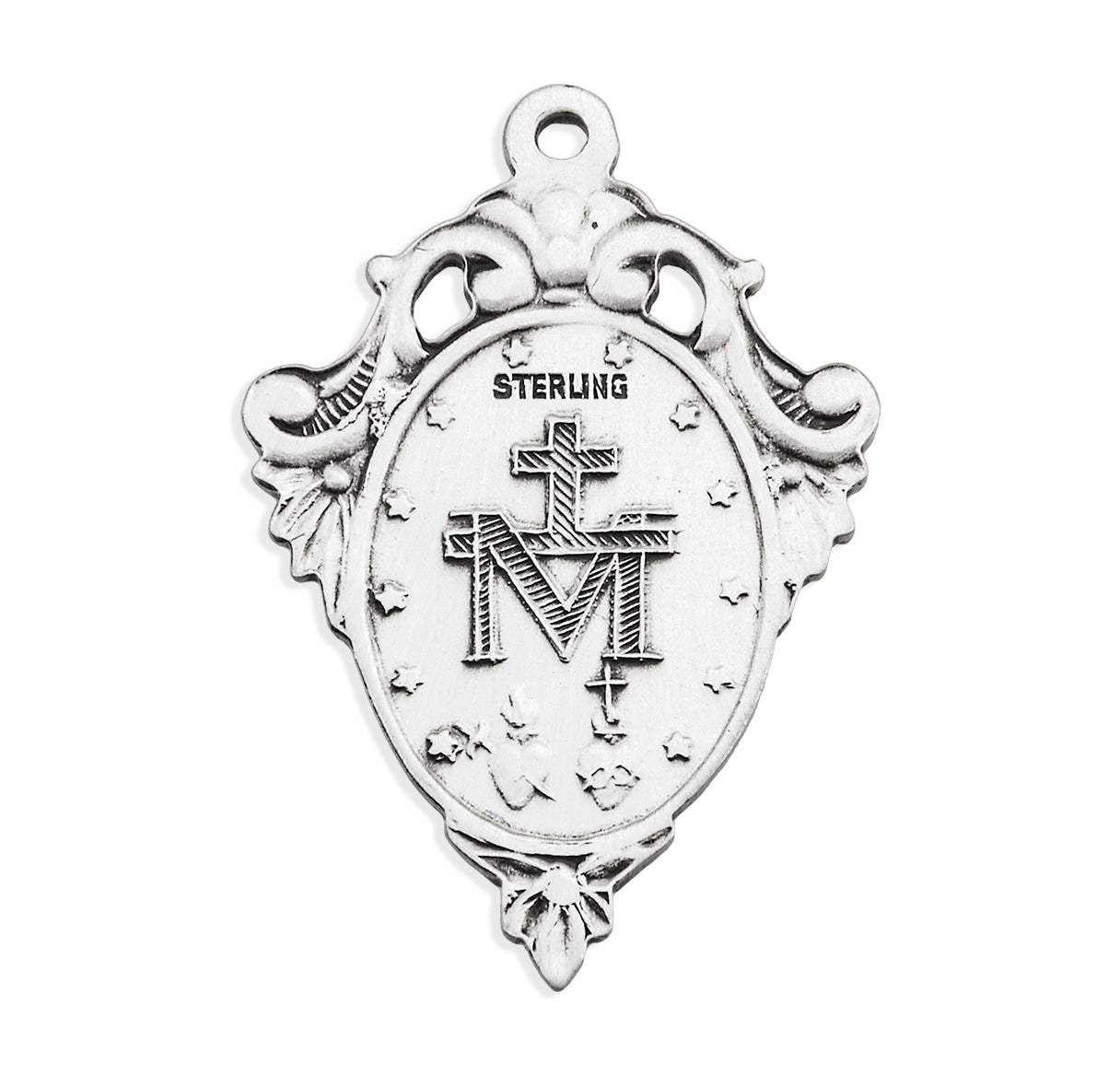 Sterling Silver Miraculous Medal Pendant with Chain | .925 Silver