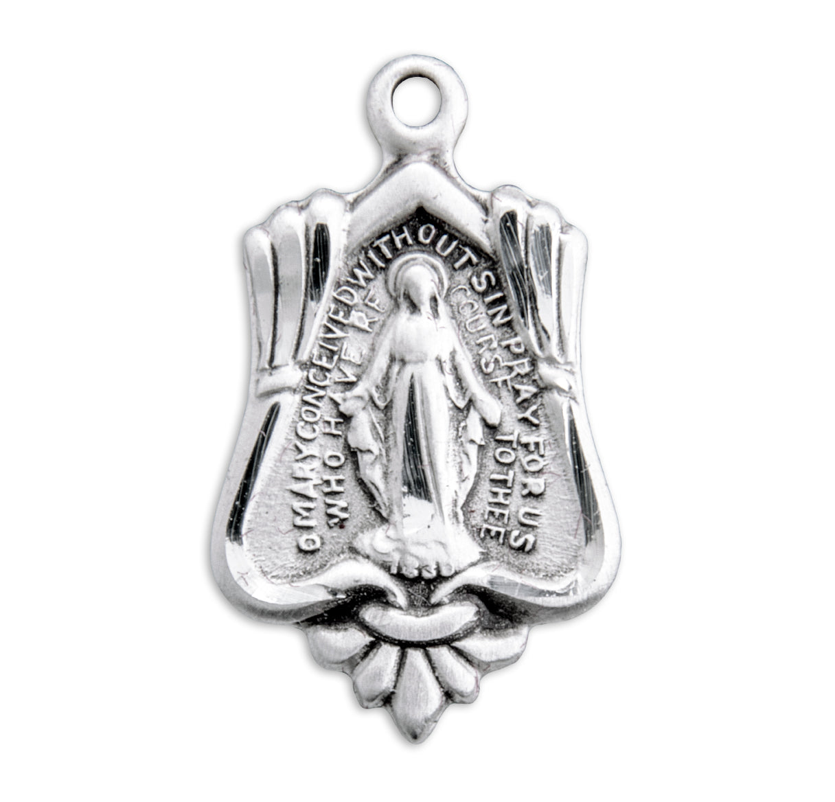Sterling Silver Miraculous Medal Pendant with Chain | .925 Silver