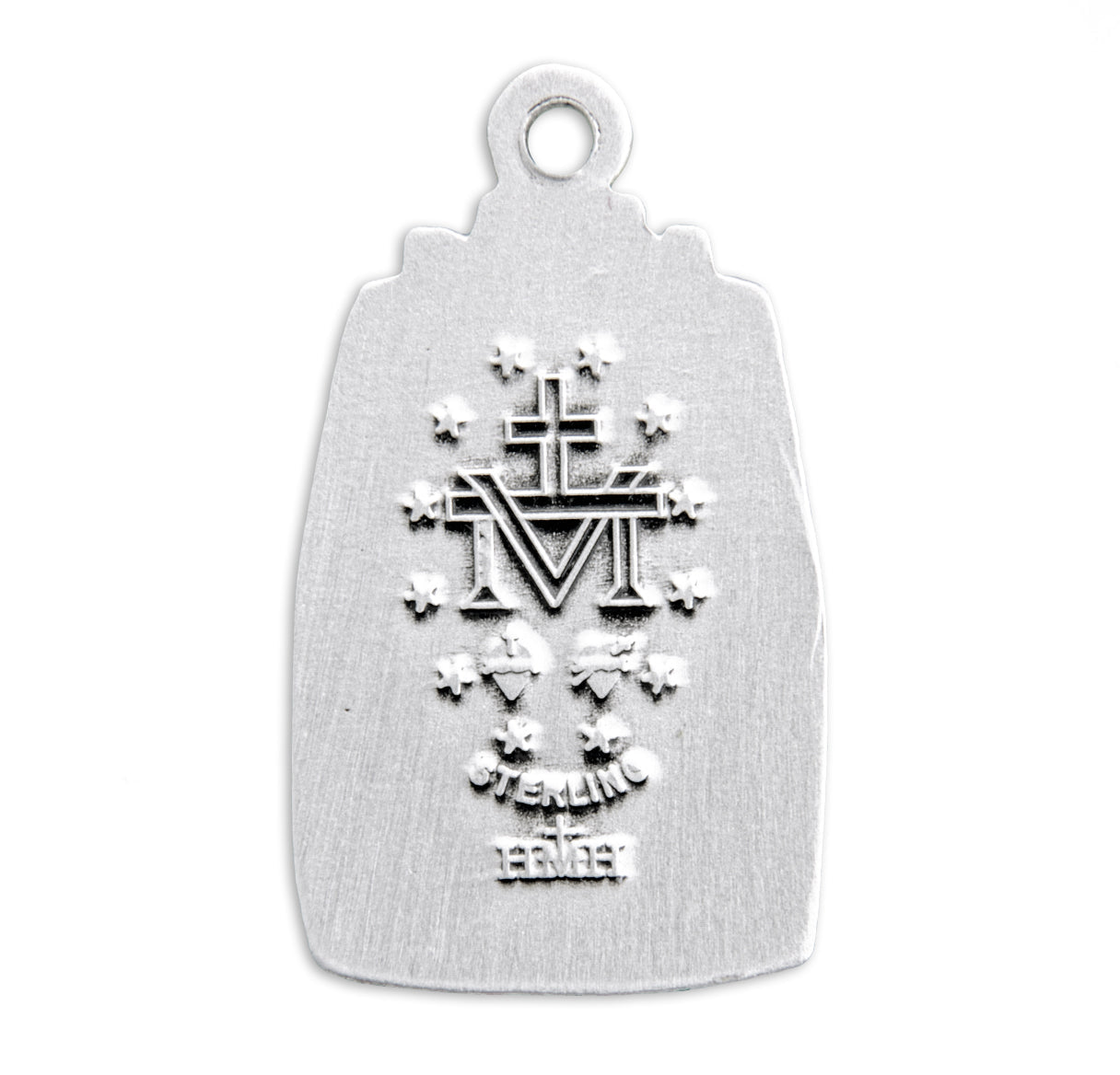 Sterling Silver Profile "Art Deco" Style Miraculous Medal Pendant with Chain | .925 Silver