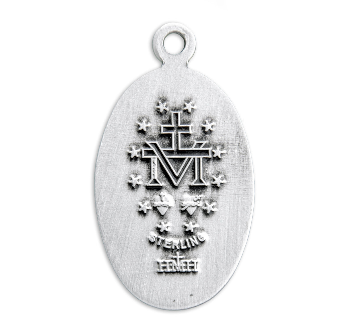 Sterling Silver Oval Miraculous Medal Pendant with Chain | .925 Silver
