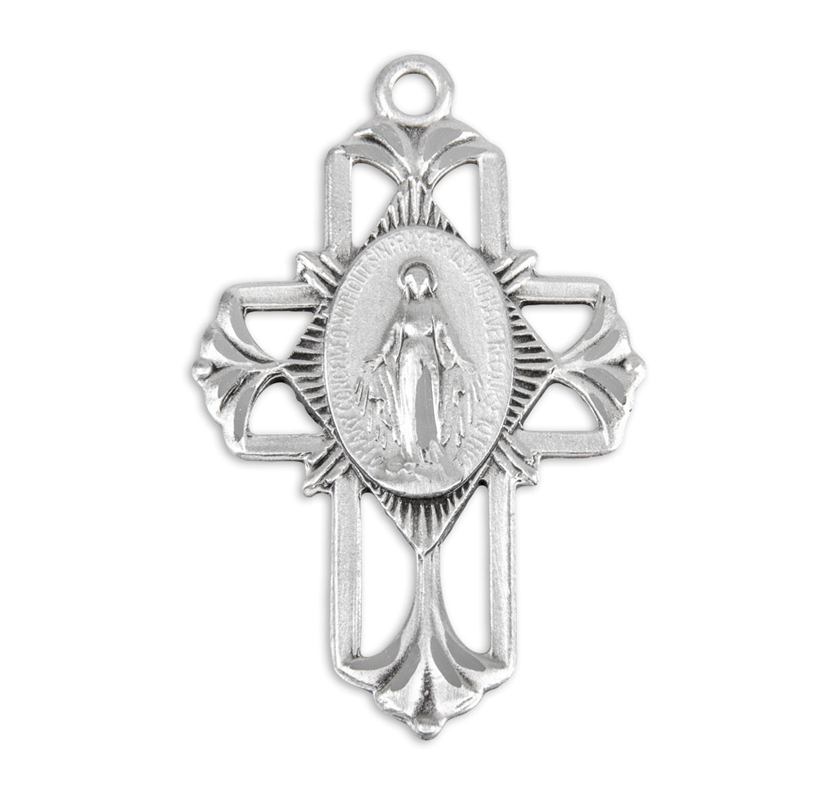 Sterling Silver Miraculous Medal Pendant with Chain | .925 Silver