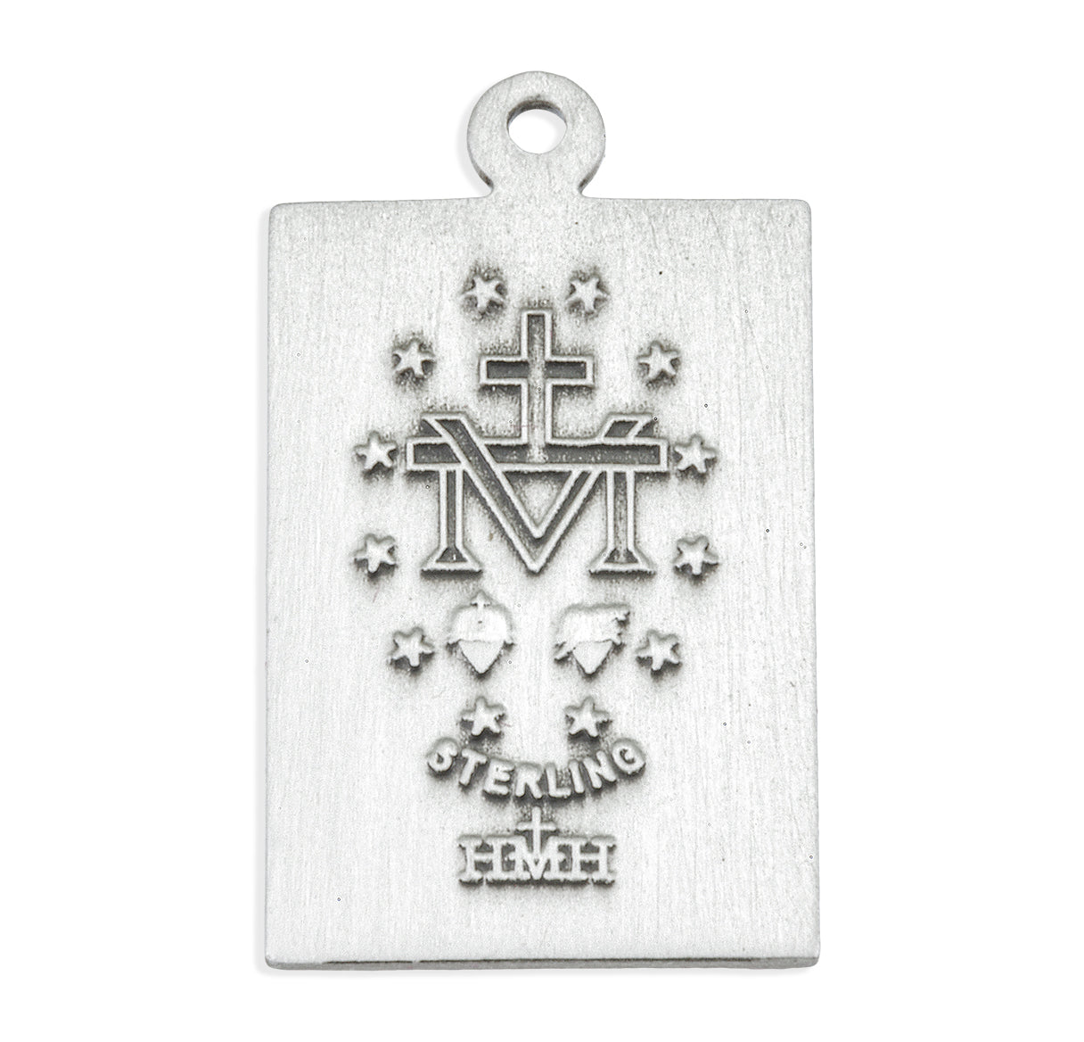 Sterling Silver Rectangular Miraculous Medal Pendant with Chain | .925 Silver